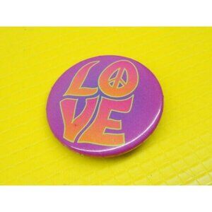 Love Peace Sign Hippie Badge Button Pinback Vintage Collectable